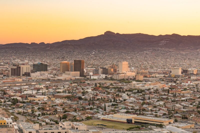 El Paso city skyline at sunset