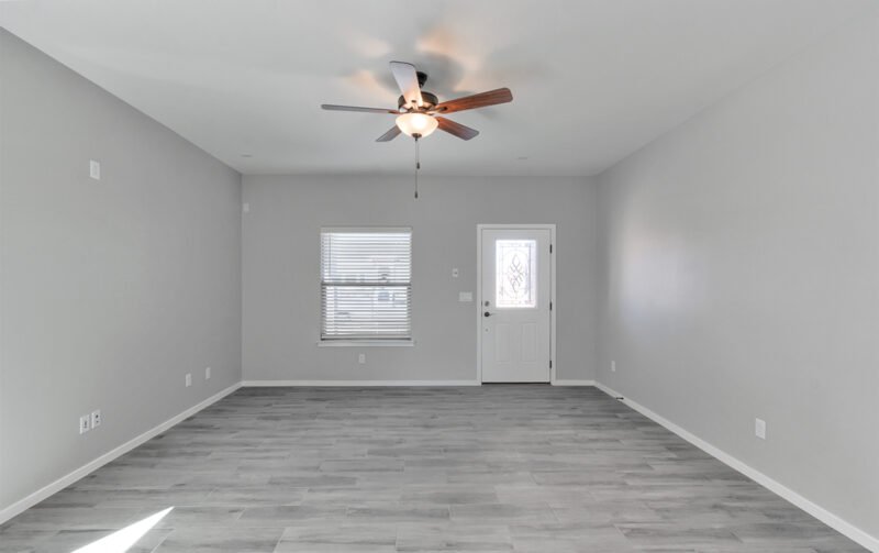 living room with large windows