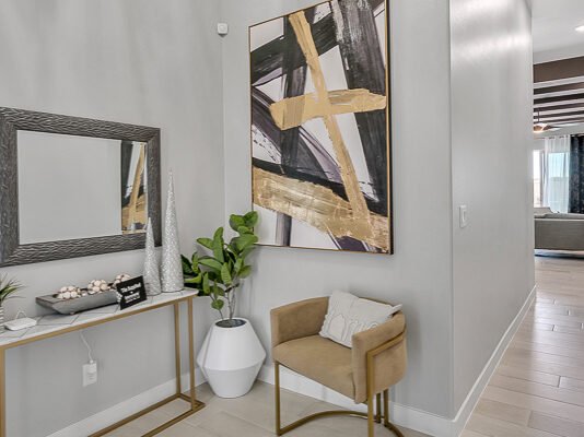 Modern home entryway with decor