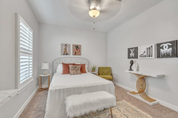 center view Bedroom and wall art