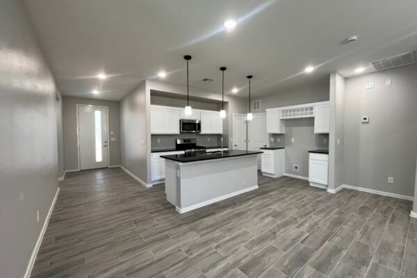 Open kitchen and living area