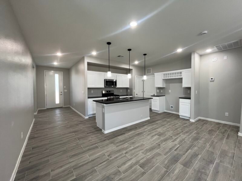 Open kitchen and living area