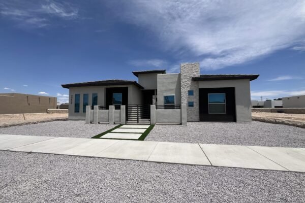 Front exterior of the Marbella model home with modern stucco finish