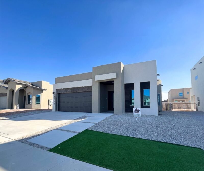 Front exterior of the San Carlos model home with garage