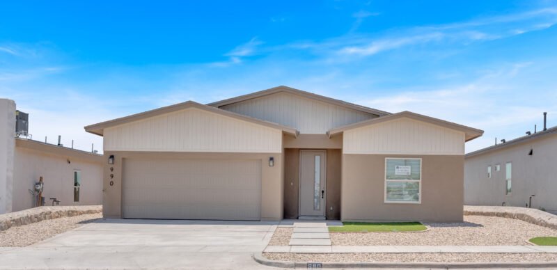 new style camel color design single floor with garage
