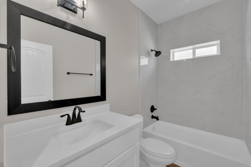 white and black theme washroom